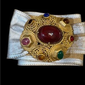 Vintage Yves Saint Laurent Couture Multistone Gripoix Belt Buckle.